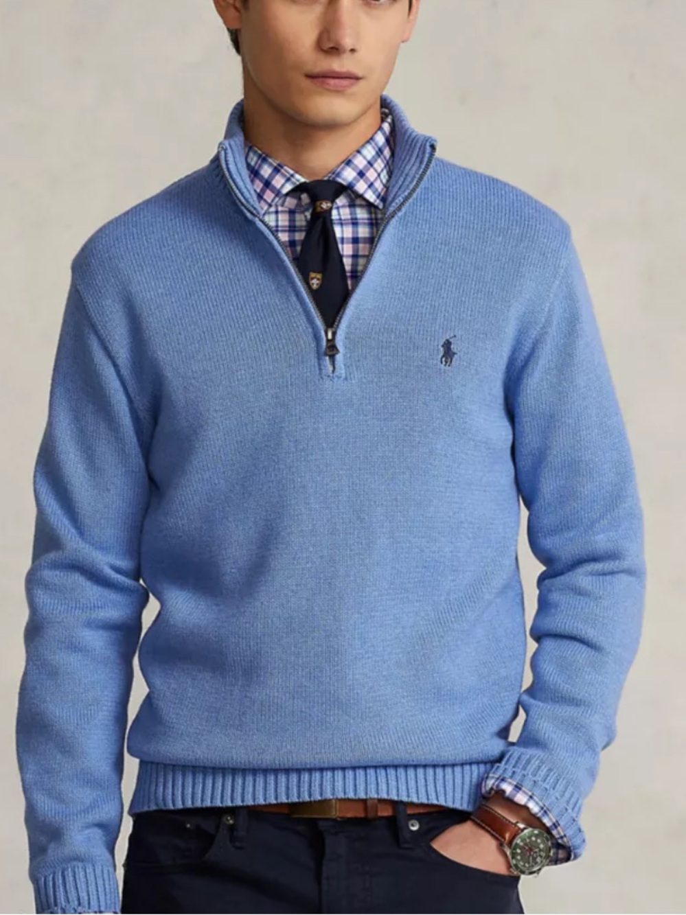 Polo by Ralph Lauren Sky Blue Half-Zip Sweater